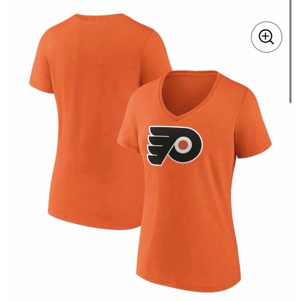 Women's Philadelphia Flyers Fanatics Orange Primary Logo Team V-Neck Size Medium